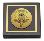 Optometry Certificate Frames and Gifts paperweight - Gold Engraved Medallion Paperweight