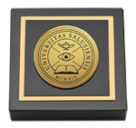 Salus University paperweight - Gold Engraved Medallion Paperweight - Web Only