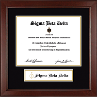 Sigma Beta Delta Honor Society diploma frame - Certificate Edition Banner Frame in Sierra