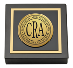 Research Administrators Certification Council paperweight - Gold Engraved Medallion Paperweight