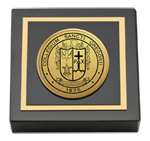 St. Gregory's University paperweight - Gold Engraved Medallion Paperweight