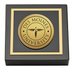 Des Moines University paperweight - Gold Engraved Medallion Paperweight
