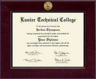 Lanier Technical College diploma frame - Century Gold Engraved Diploma Frame in Cordova