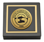Young Harris College paperweight - Gold Engraved Medallion Paperweight