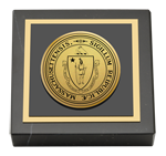 Commonwealth of Massachusetts paperweight - Gold Engraved Medallion Paperweight
