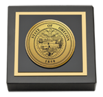 State of Oregon paperweight - Gold Engraved Medallion Paperweight