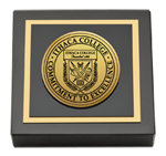 Ithaca College paperweight - Gold Engraved Medallion Paperweight