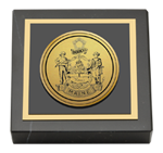 State of Maine paperweight - Gold Engraved Medallion Paperweight