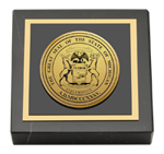 State of Michigan paperweight - Gold Engraved Medallion Paperweight