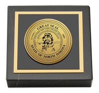 State of North Dakota paperweight - Gold Engraved Medallion Paperweight
