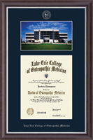 Lake Erie College of Osteopathic Medicine diploma frame - Erie Campus Scene Edition Diploma Frame in Devonshire