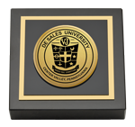 DeSales University paperweight  - Gold Engraved Medallion Paperweight