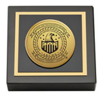 American Board for Certification in Homeland Security paperweight  - Gold Engraved Medallion Paperweight