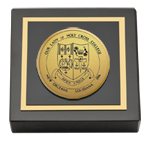 Our Lady of Holy Cross College paperweight - Gold Engraved Medallion Paperweight