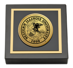 Western Illinois University paperweight - Gold Engraved Medallion Paperweight