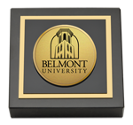 Belmont University paperweight - Gold Engraved Medallion Paperweight