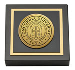 Concordia University Texas paperweight - Gold Engraved Medallion Paperweight