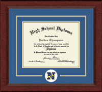 Newtown High School in Connecticut diploma frame - Lasting Memories Circle Logo Diploma Frame in Sierra