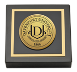 Davenport University paperweight - Gold Engraved Medallion Paperweight
