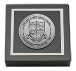 Our Lady of Holy Cross College paperweight - Silver Engraved Medallion Paperweight