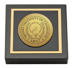 Queens University of Charlotte paperweight - Gold Engraved Medallion Paperweight