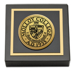 Molloy College paperweight - Gold Engraved Medallion Paperweight