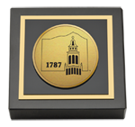 Castleton State College paperweight - Gold Engraved Medallion Paperweight