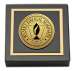 Wesley Biblical Seminary paperweight - Gold Engraved Medallion Paperweight