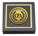 CPA Directory Inc. paperweight - Gold Engraved Medallion Paperweight
