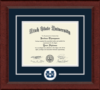 Utah State University diploma frame - Lasting Memories Circle Logo Diploma Frame in Sierra