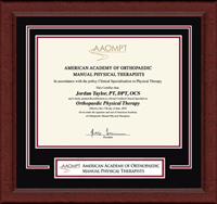 American Academy of Orthopaedic Manual Physical Therapists certificate frame - Lasting Memories Banner Certificate Frame in Sierra