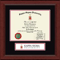 Kappa Sigma Fraternity certificate frame - Lasting Memories Banner Certificate Frame in Sierra