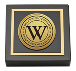 Wooster School in Connecticut paperweight - Gold Engraved Medallion Paperweight