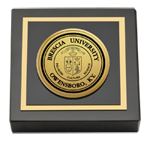 Brescia University paperweight - Gold Engraved Medallion Paperweight