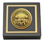 Pratt Institute paperweight - Gold Engraved Medallion Paperweight