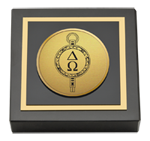 Delta Omega Honorary Society in Public Health paperweight - Gold Engraved Medallion Paperweight