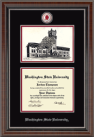 Washington State University diploma frame - Campus Scene Masterpiece Diploma Frame in Chateau