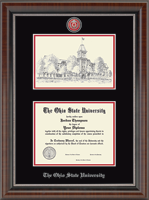 The Ohio State University diploma frame - Campus Scene Masterpiece Diploma Frame in Chateau