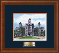 Syracuse University diploma frame - Framed Lithograph of Hall of Languages in Prescott
