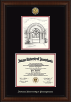 Indiana University of Pennsylvania diploma frame - Gold Engraved Campus Scene Diploma Frame in Lenox