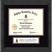 Alpha Lambda Delta certificate frame - Lasting Memories Banner Certificate Frame in Arena