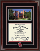 The University of Oklahoma diploma frame - Campus Scene & Spirit Medallion Diploma Frame in Encore