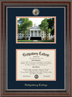 Gettysburg College diploma frame - Campus Scene Masterpiece Medallion Diploma Frame in Chateau