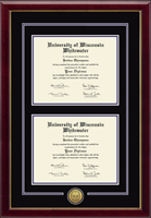 University of Wisconsin Whitewater diploma frame - Gold Engraved Medallion Double Diploma Frame in Gallery