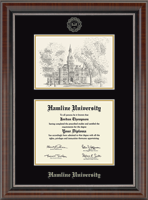 Hamline University diploma frame - Campus Scene Diploma Frame in Chateau