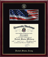 Honorable Discharge Frames certificate frame - US Army Photo and Honorable Discharge Certificate Frame- Flag in Galleria