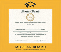 Mortar Board National College Senior Honor Society certificate frame - Spectrum Wall Certificate Frame in Expo Gold