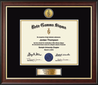 Beta Gamma Sigma Honor Society certificate frame - Gold Engraved Medallion & Plate Certificate Frame in Studio Gold