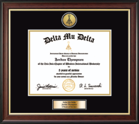Delta Mu Delta Honor Society certificate frame - Gold Engraved Medallion & Plate Certificate Frame in Studio Gold