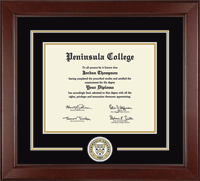 Peninsula College diploma frame - Lasting Memories Circle Logo Diploma Frame in Sierra